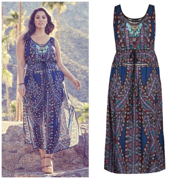 Size 16 City Chic Biba Printed Maxi Dress - Picture 1 of 9